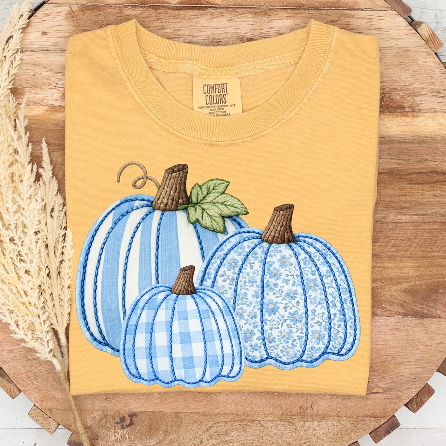 blue pumpkin faux applique clear film screen print
