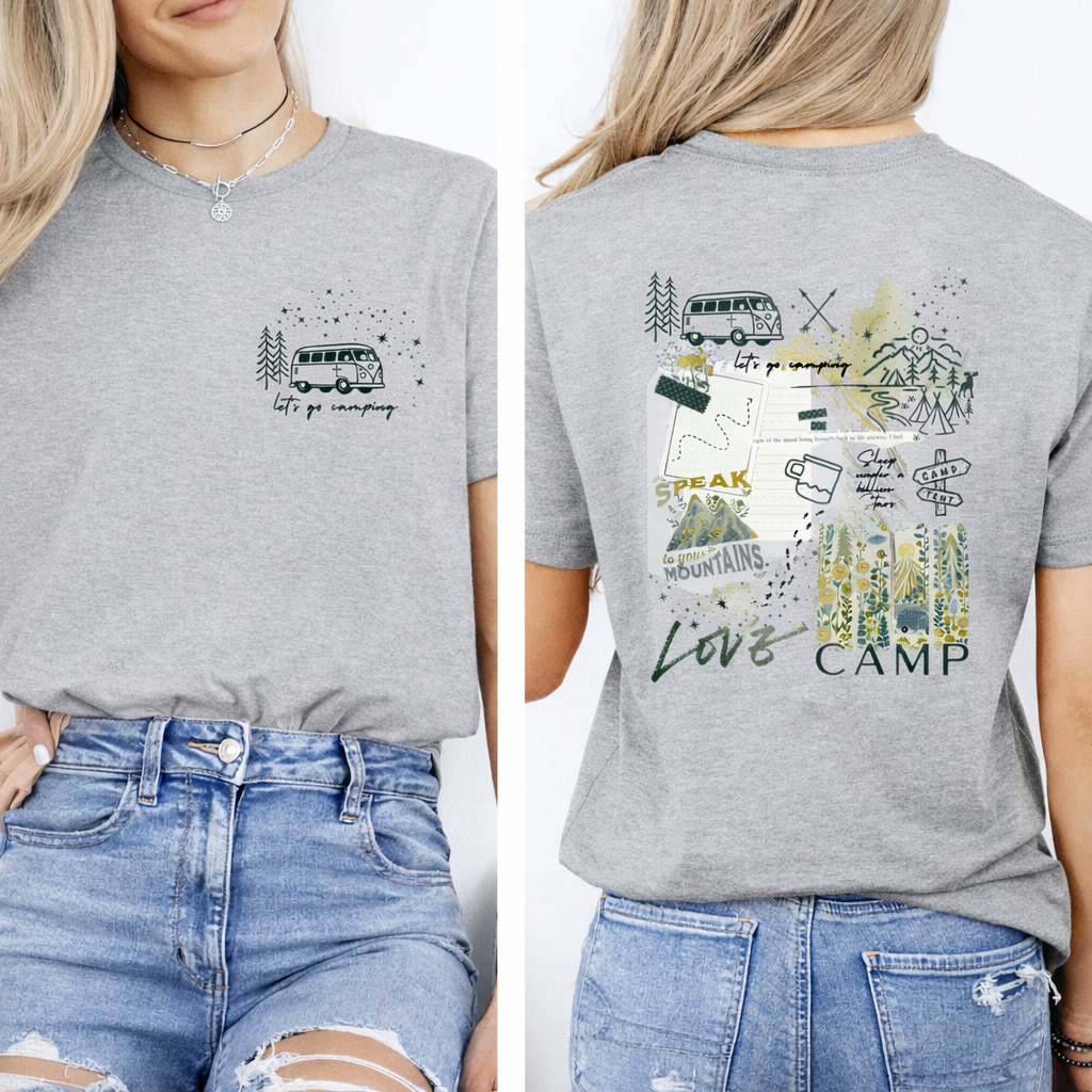 lets go camping clear film screen print