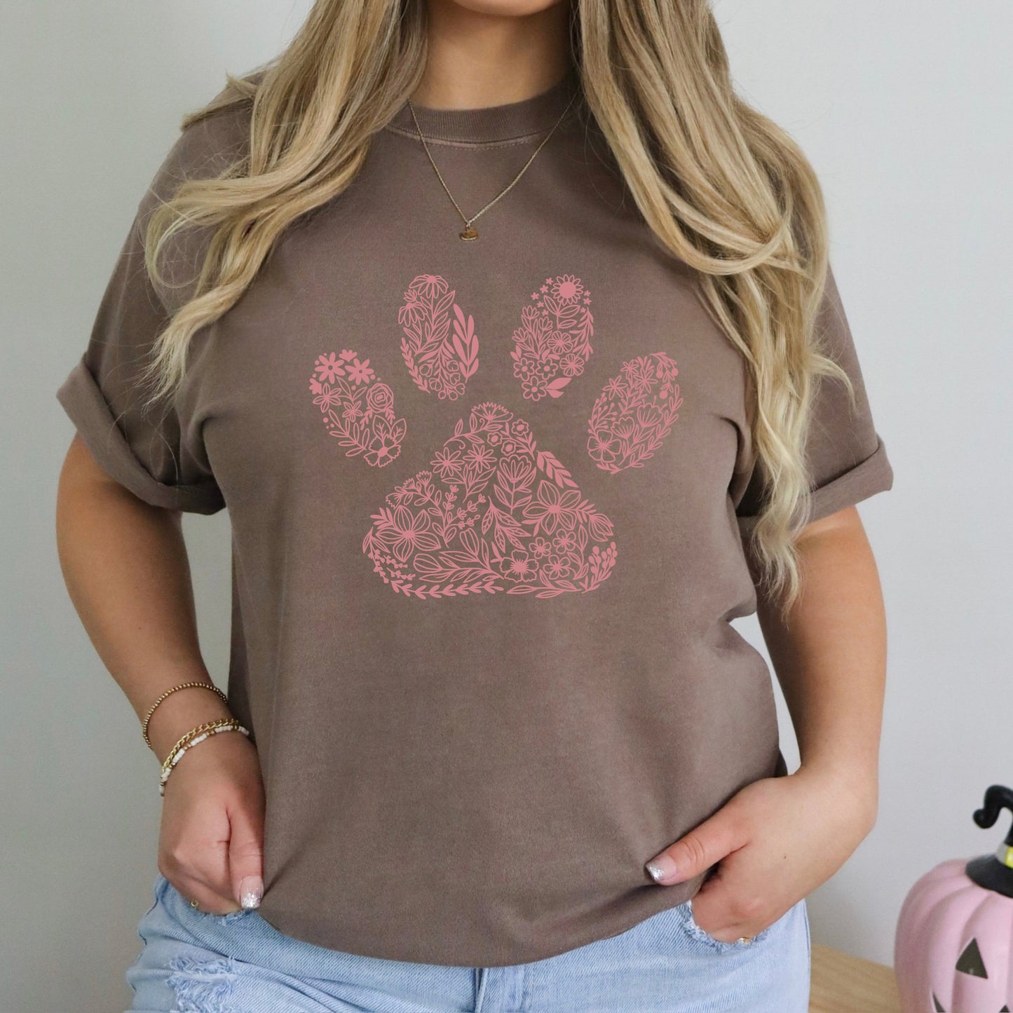 floral dog paw screen print transfer