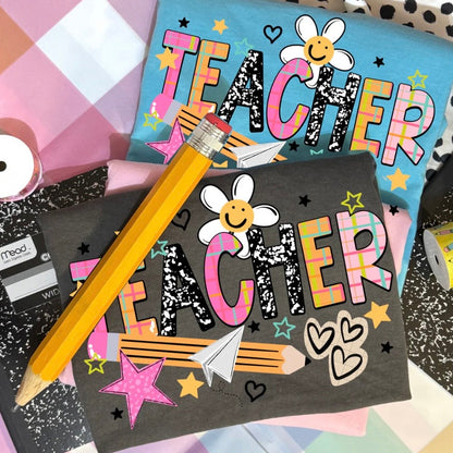 teacher mixed dooles clear film screen print