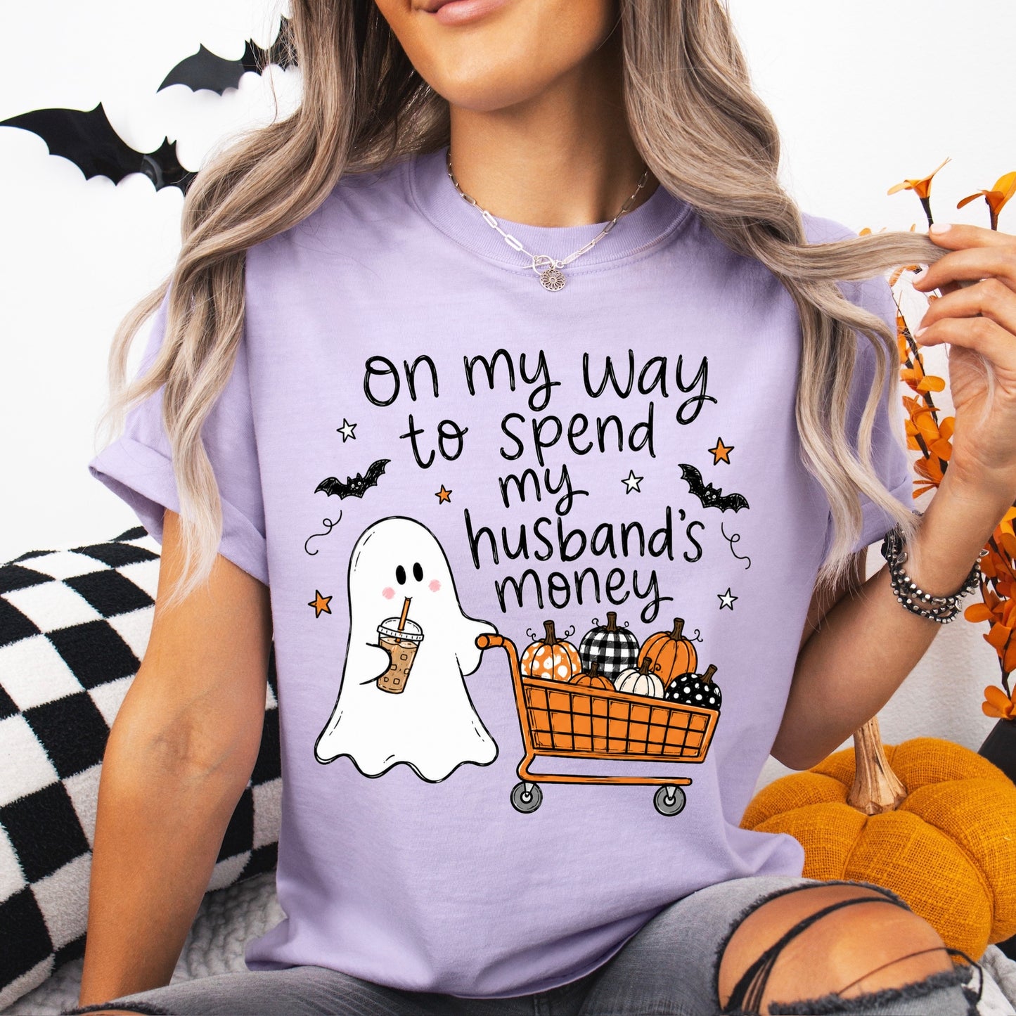 on my way to spend my husbands money clear film screen print