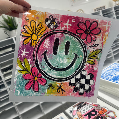 summer smiley clear film screen print