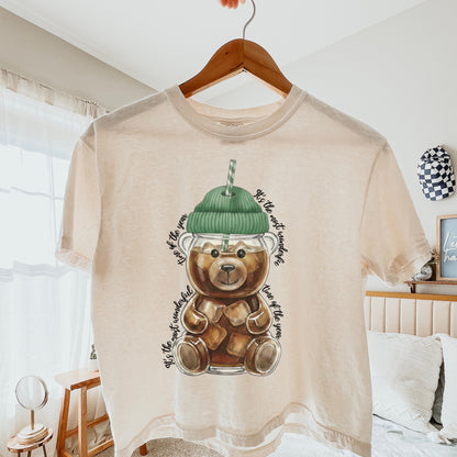 coffee tumbler teddy bear clear film screen print