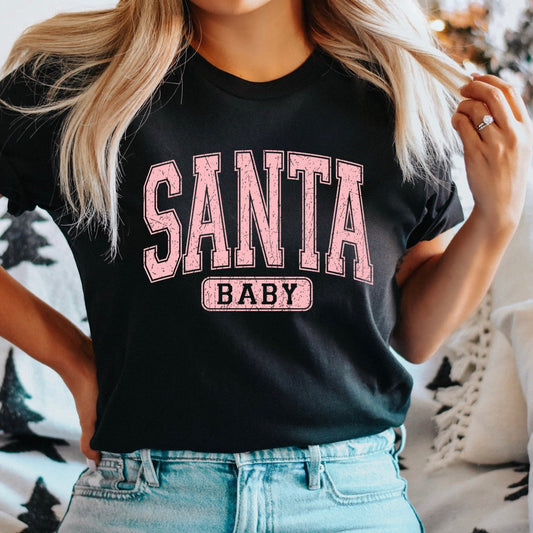 Pink Santa Baby screen print transfer