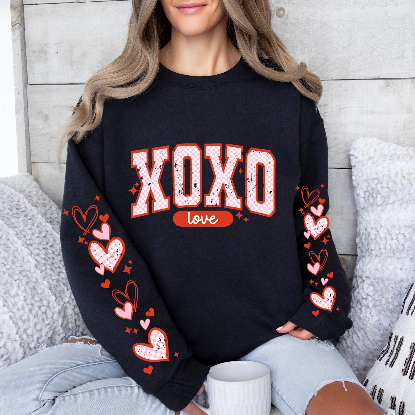 xoxo hearts + sleeves clear film screen print