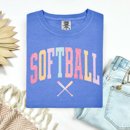 Softball pastels clear film screen print