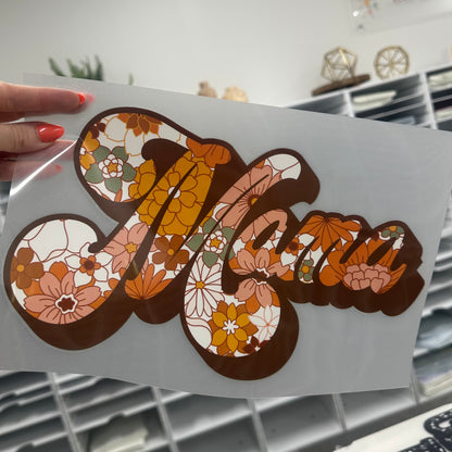 floral retro mama clear film screen print