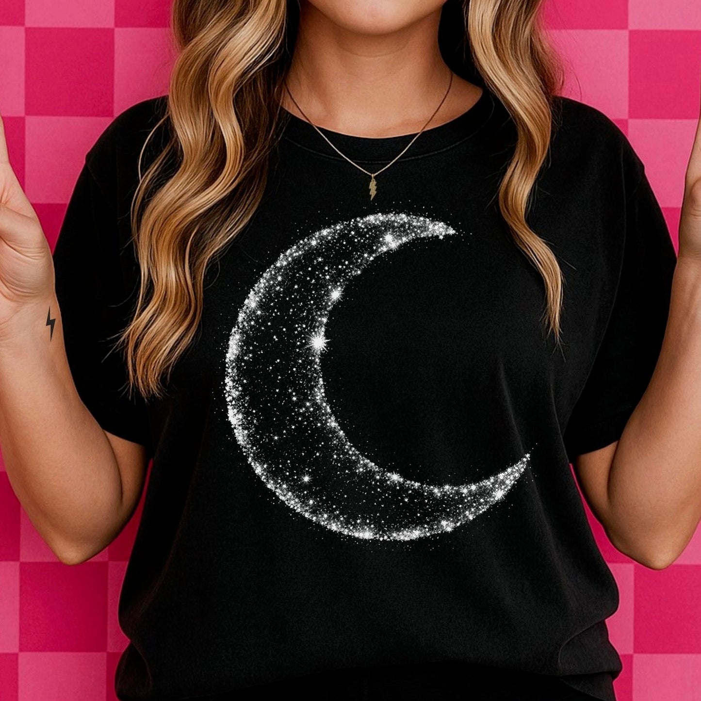 halftone cresent moon screen print transfer•