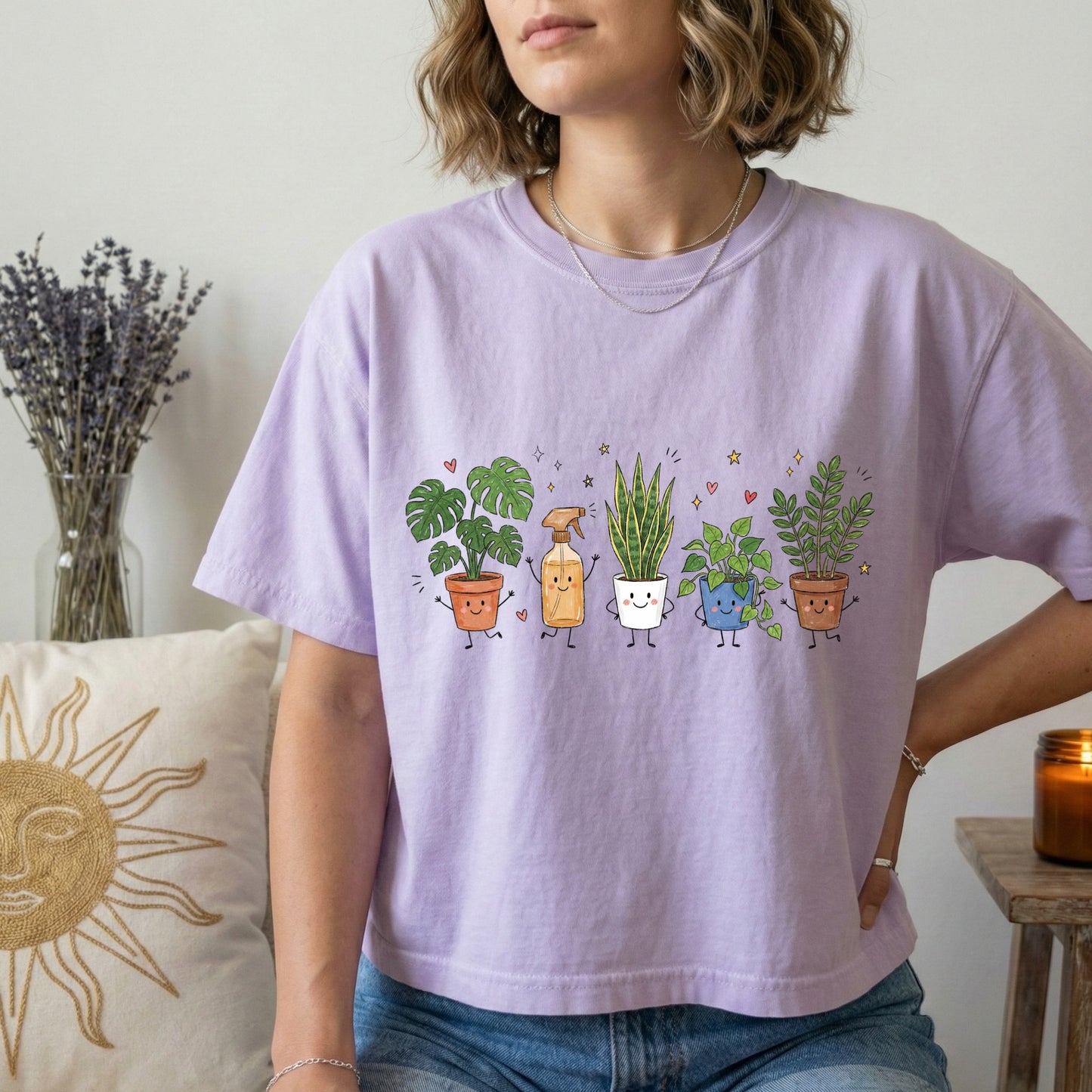 plants happy doodles clear film screen print