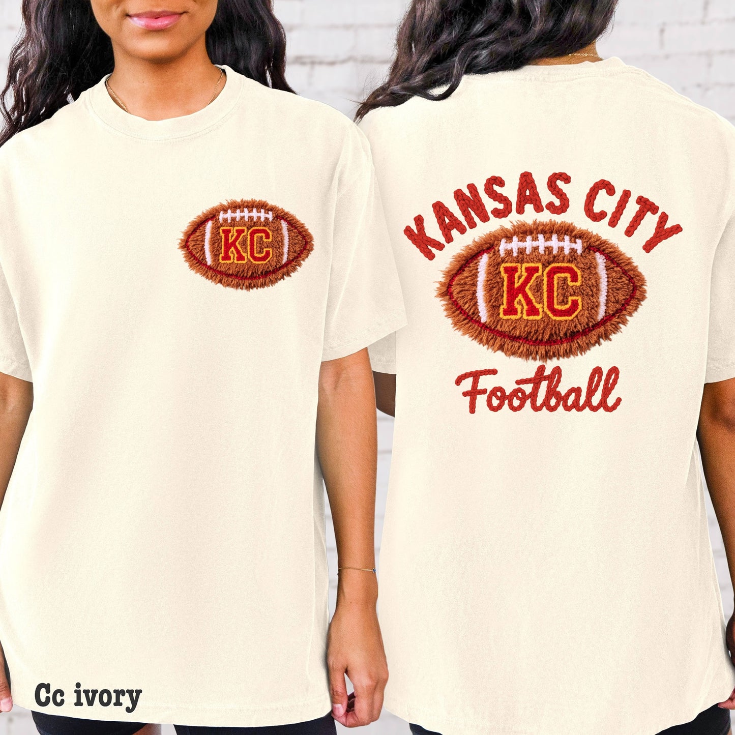 Faux yarn Kansas City Football clear film transfer