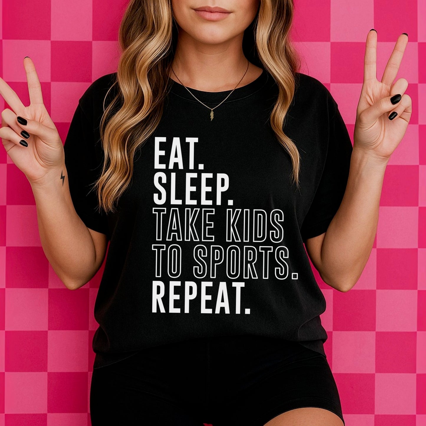 eat sleep take kids to sports screen print transfer•