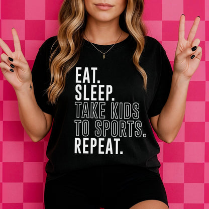 eat sleep take kids to sports screen print transfer•