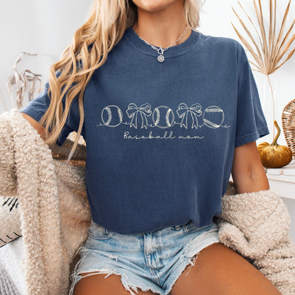 line art baseball mom screen print transfer•