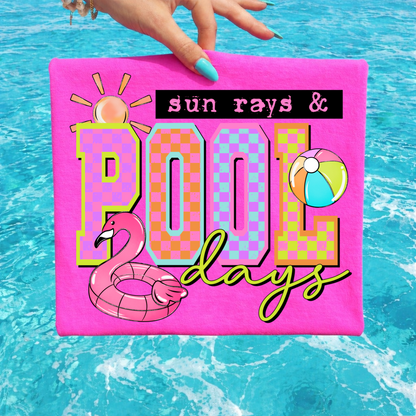 sun rays & Pool days clear film screen print