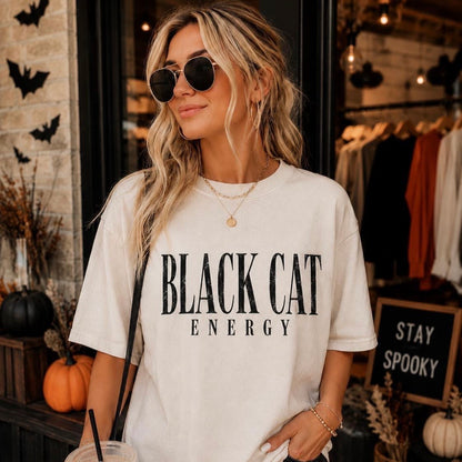 black cat energy screen print transfer