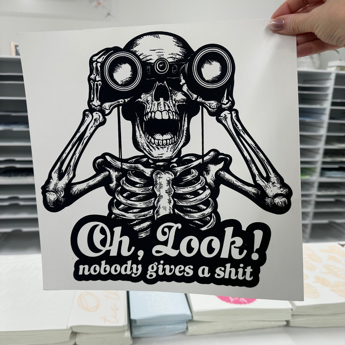 oh look nobody gives a shit screen print transfer