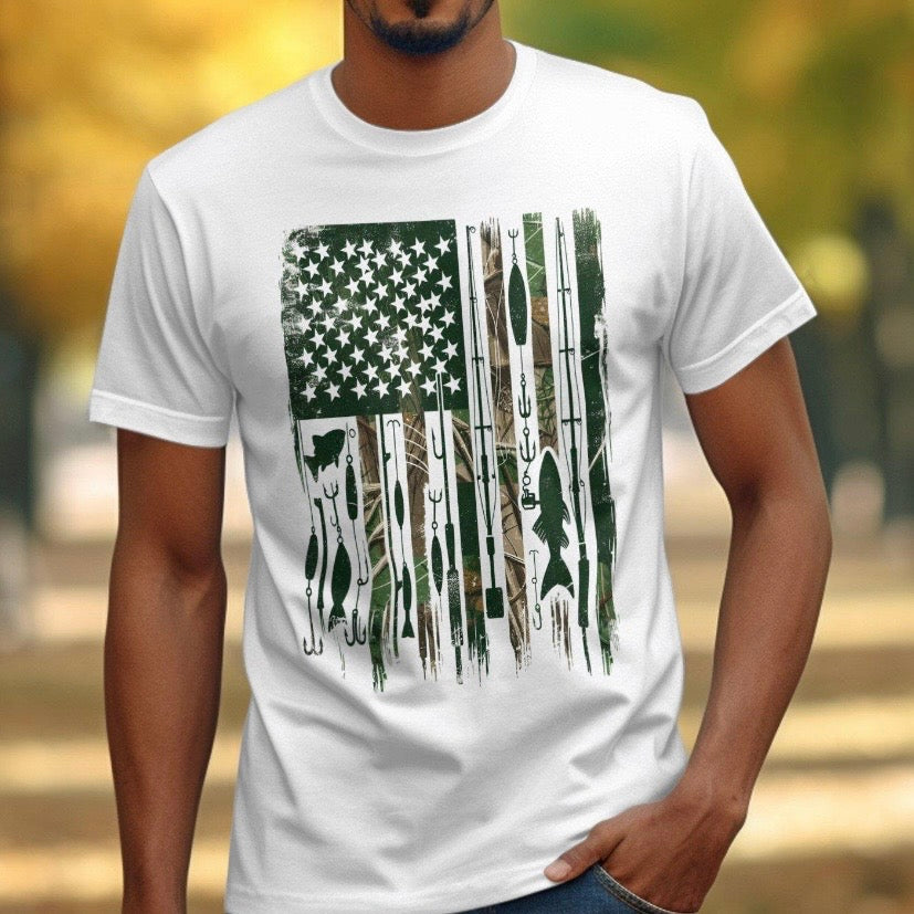 fishing camo flag clear film screen print