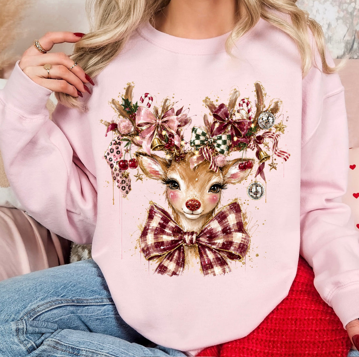 coquette glam reindeer clear film screen print