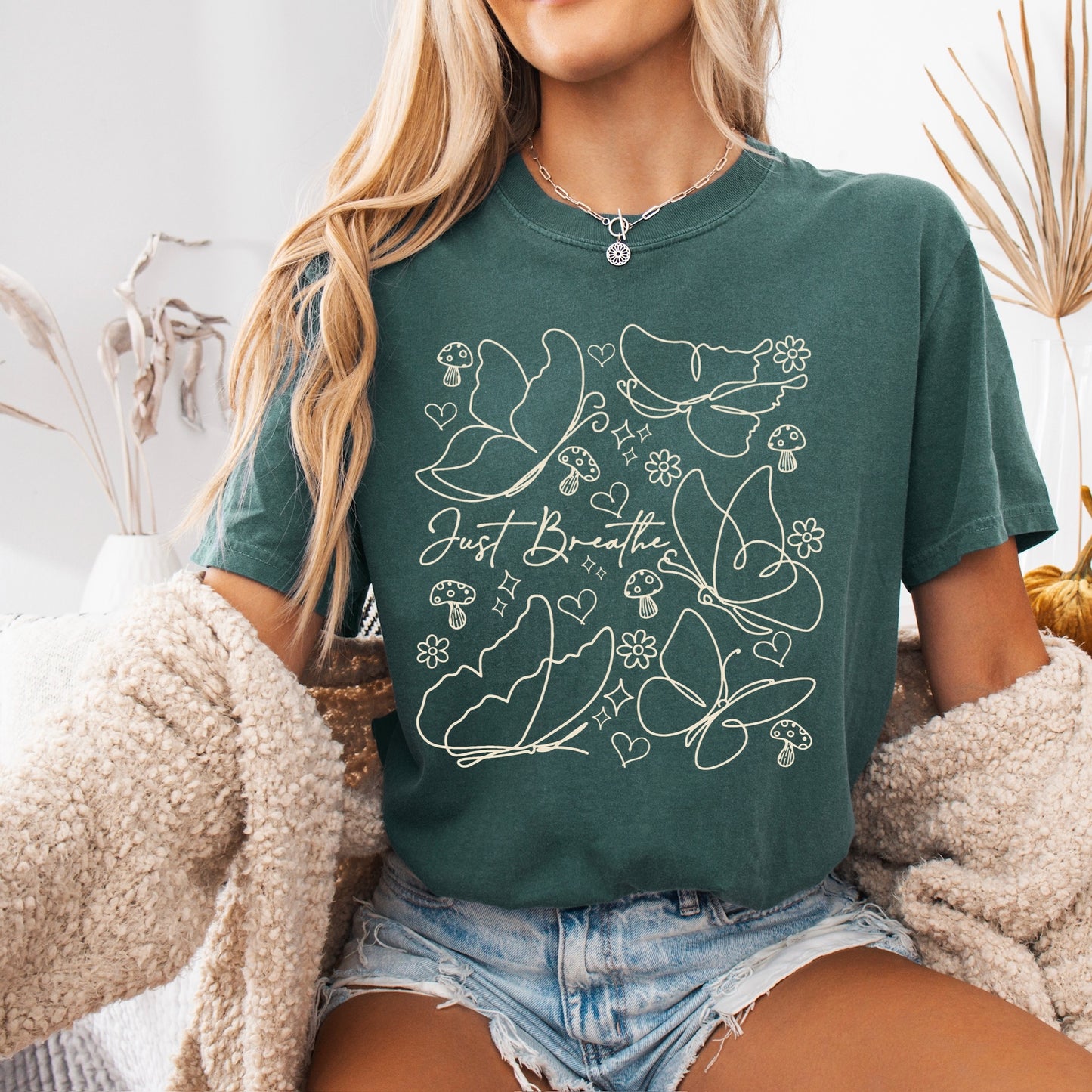 Just Breathe butterflies screen print transfer•