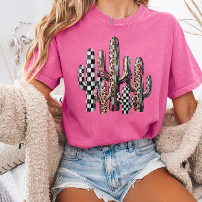checker cactus clear film screen print