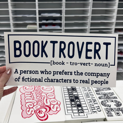 booktrovert navy ink screen print transfer