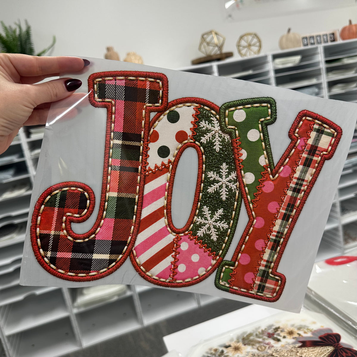 JOY faux embroidery clear film screen print