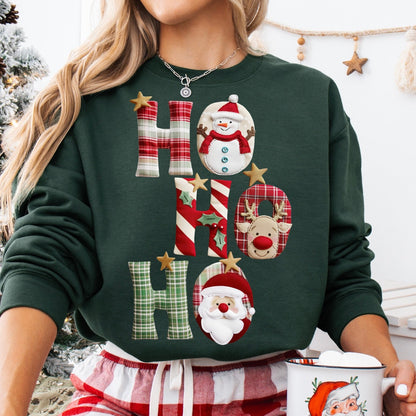 Ho Ho Ho faux fabric clear film screen print