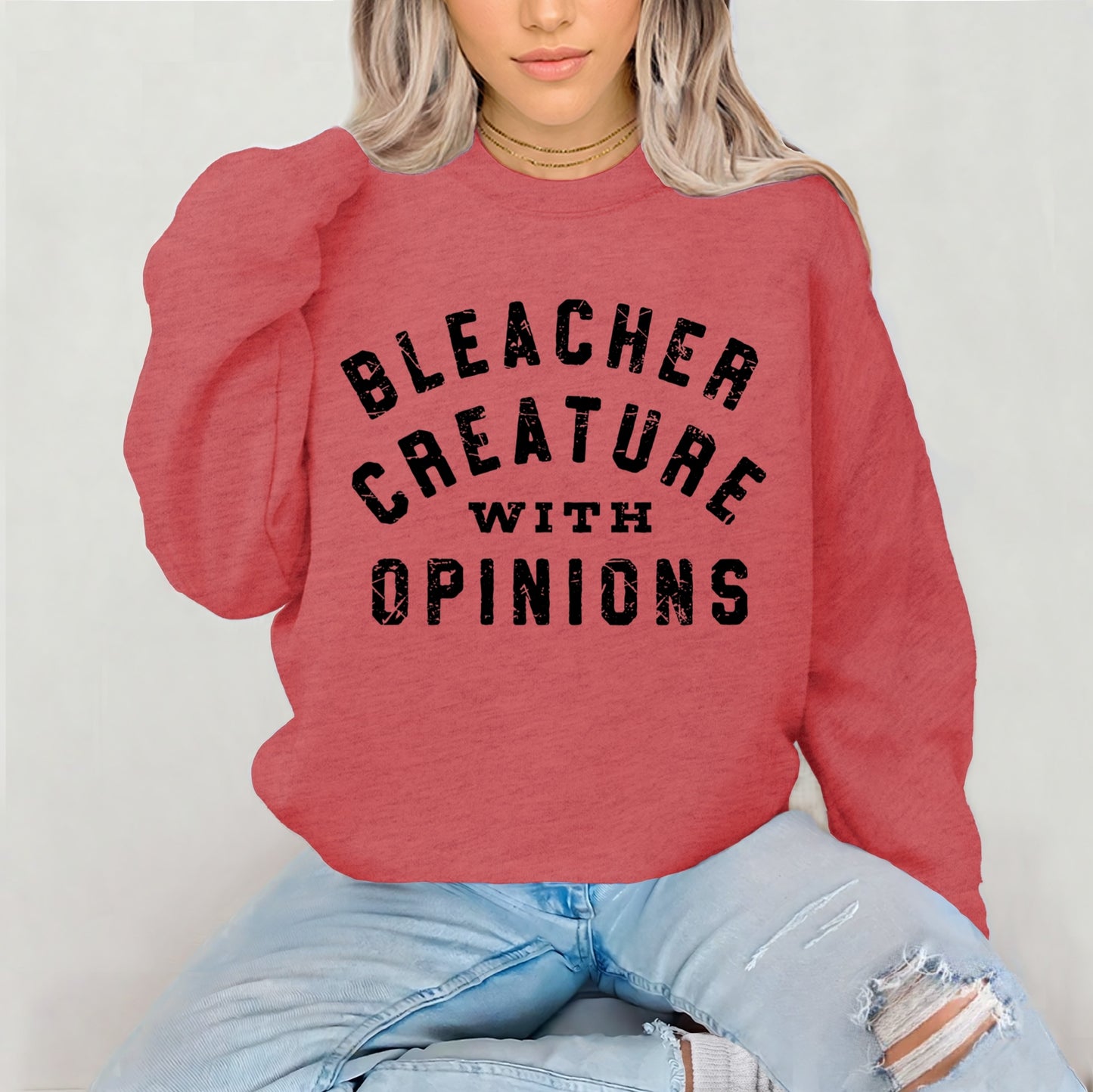 Bleacher creature with opinions screen print transfer•