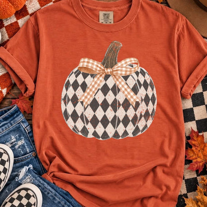 diamond checker pumpkin clear film screen print