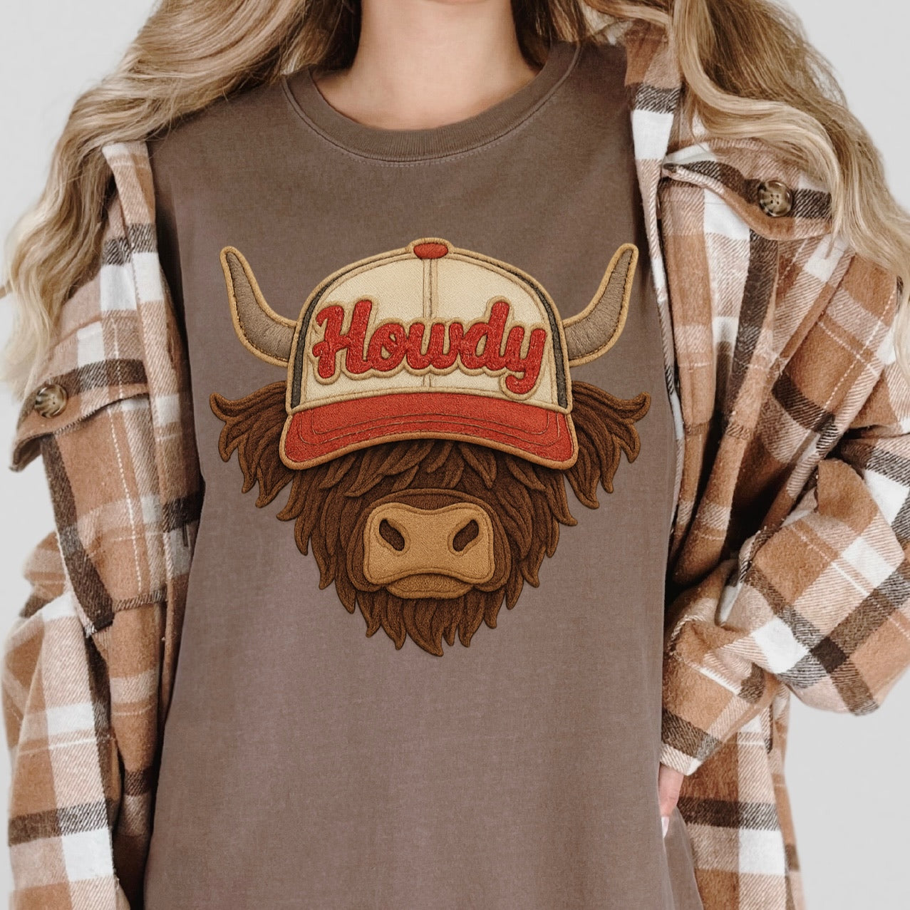 Howdy highland cow clear film screen print