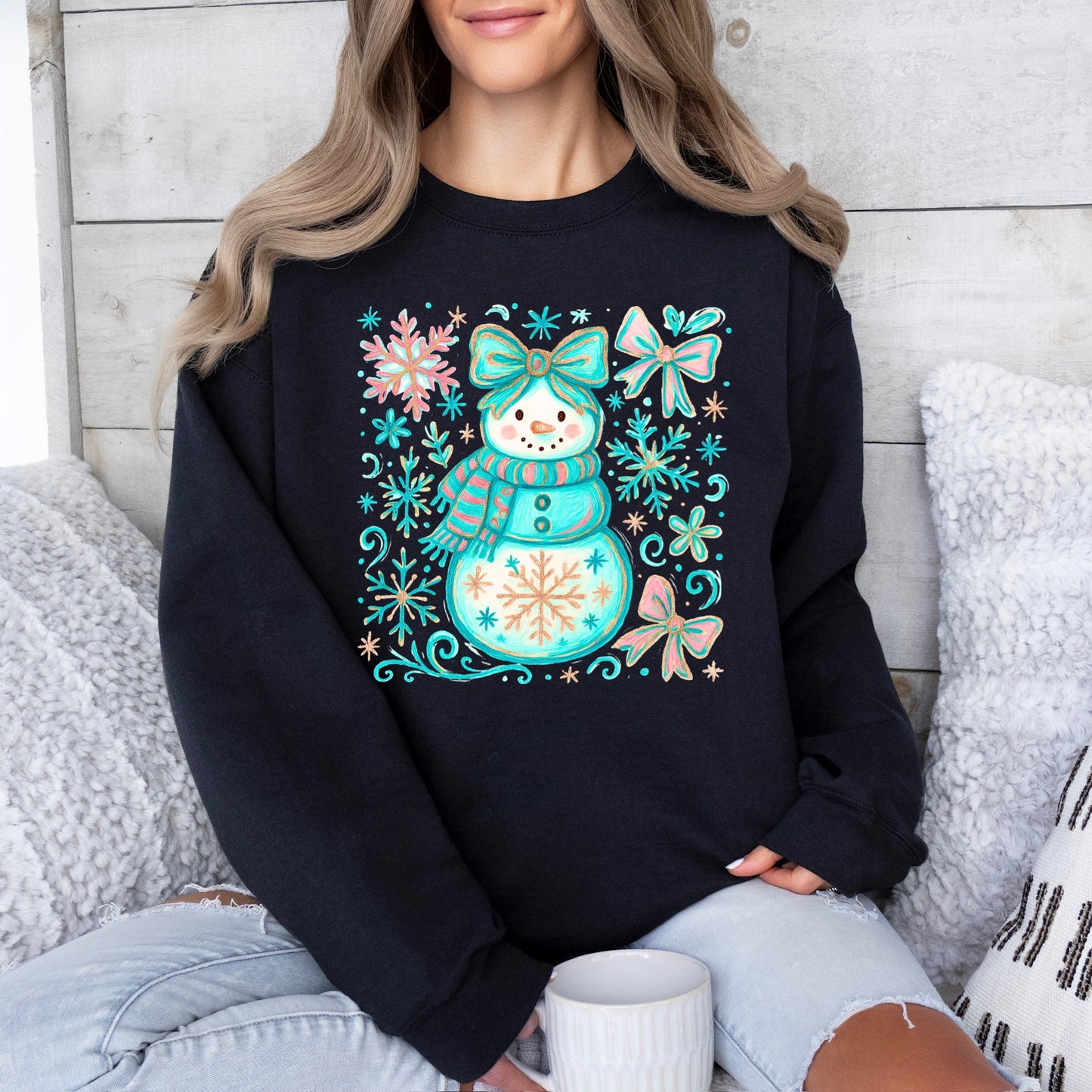 GLITTER snowgirl clear film screen print