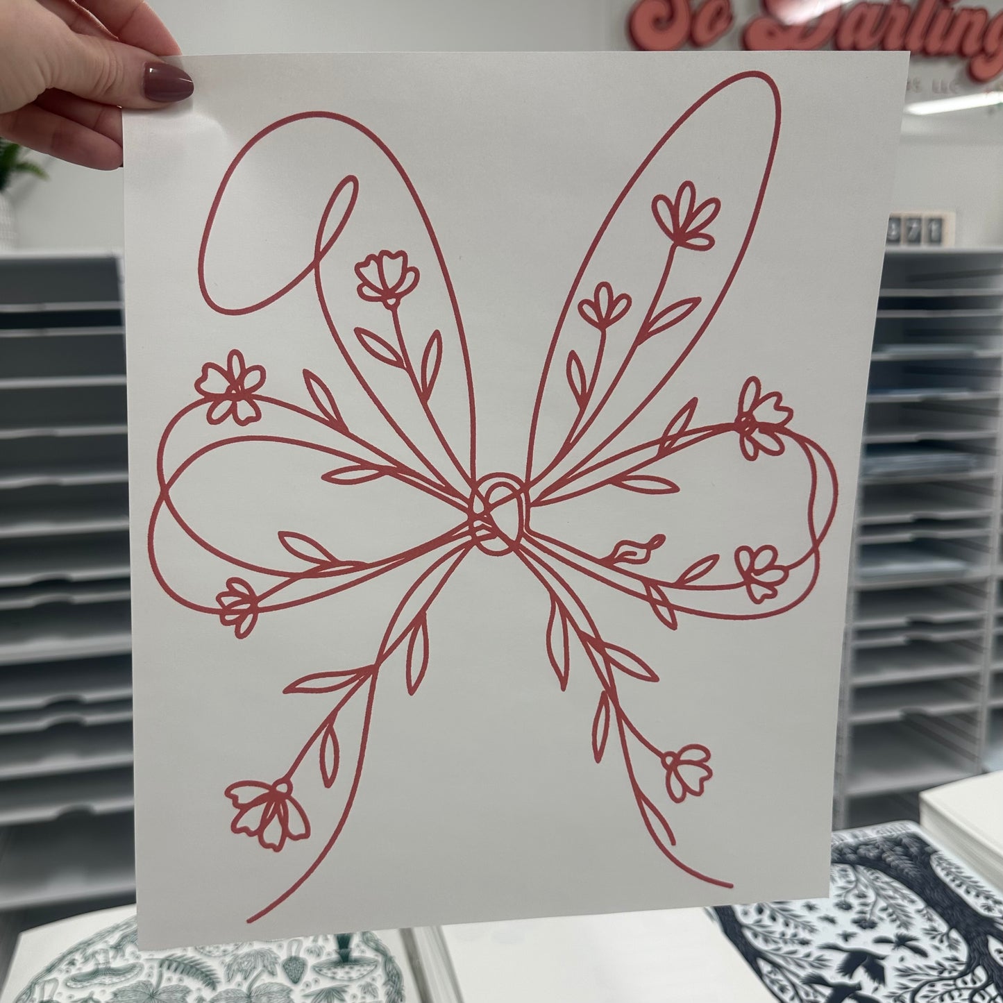 floral bunny ears screen print transfer•