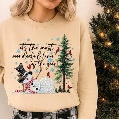 winter snowman faux yarn DTF 300°