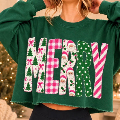 PRE-ORDER MERRY pink & green DTF 5-7 biz day tat