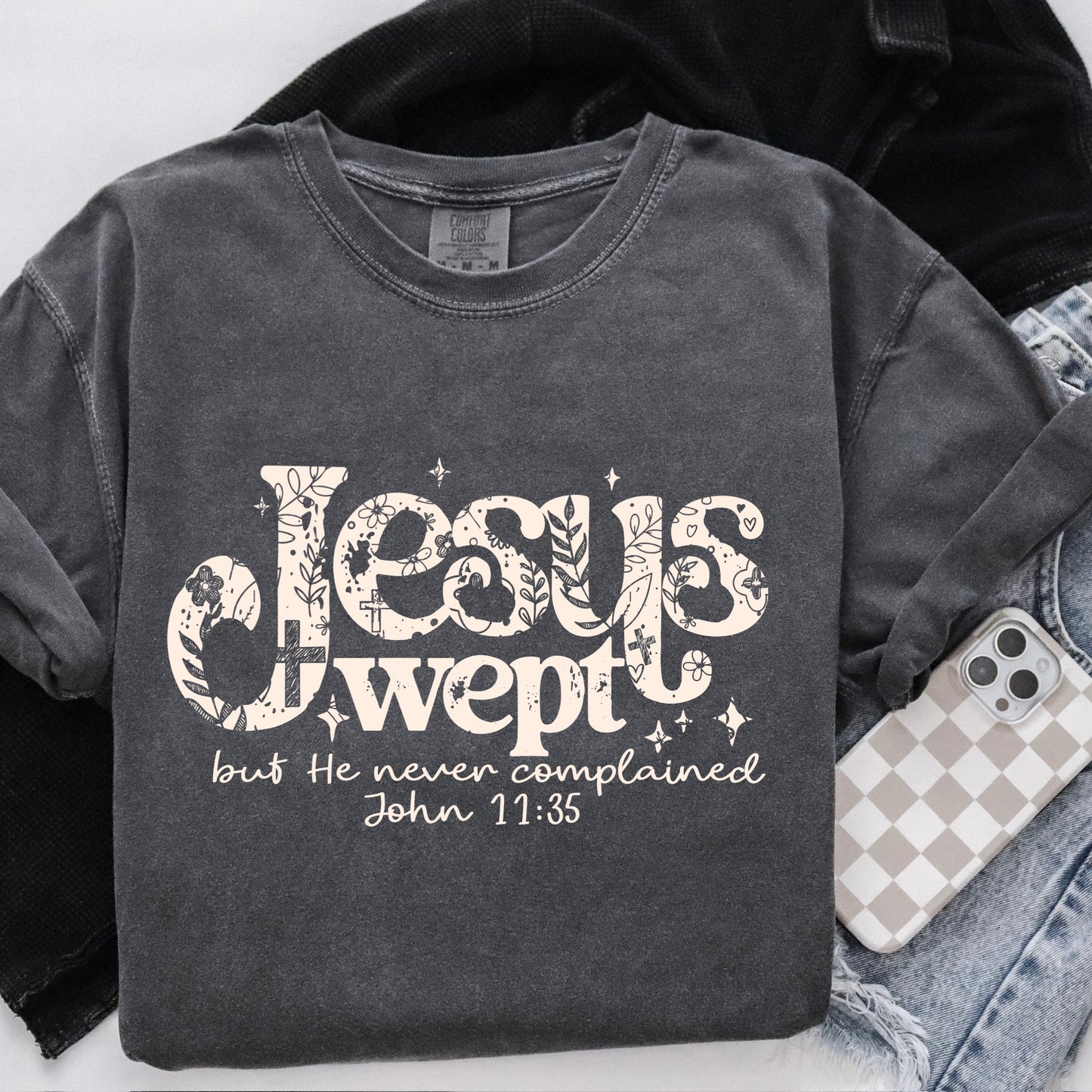Jesus Wept screen print transfer