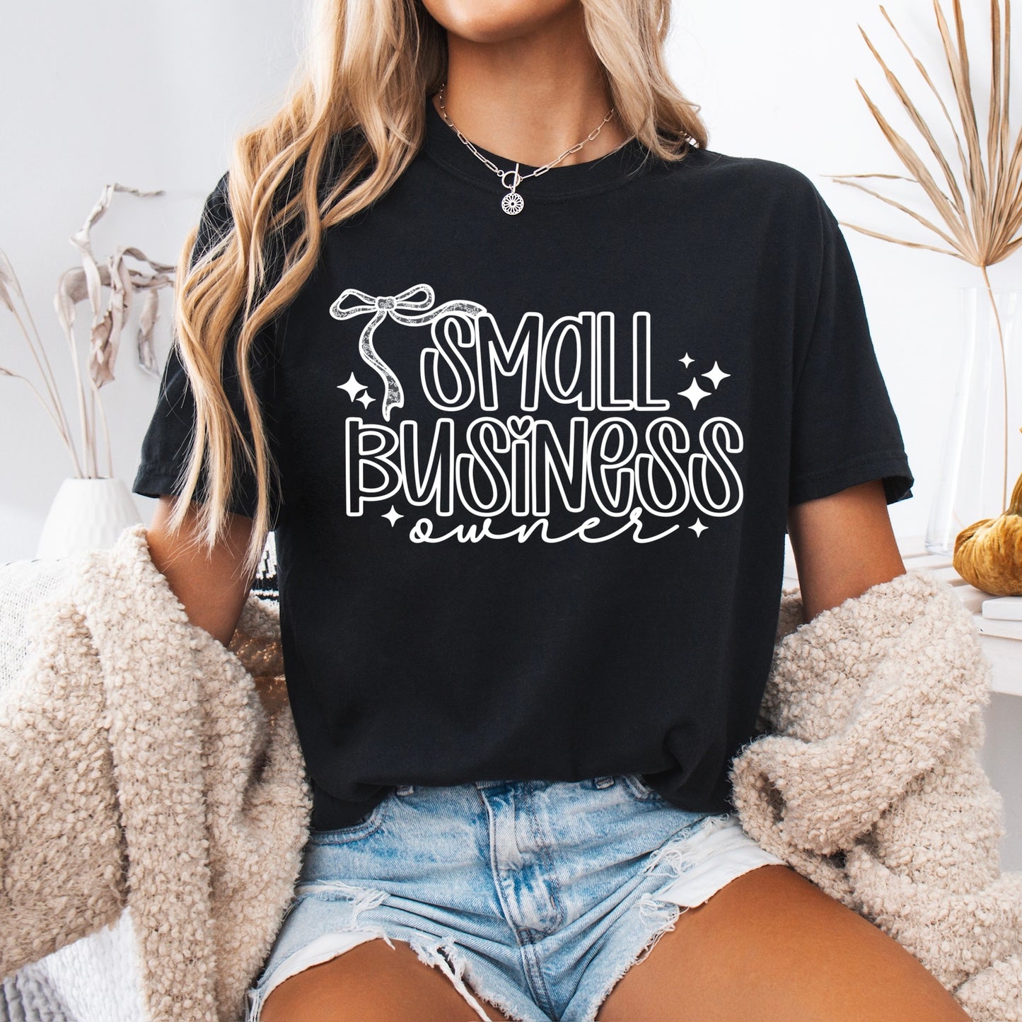 small business owner lace bow screen print transfer