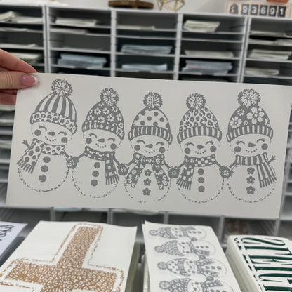 metallic silver snowmen screen print transfer•