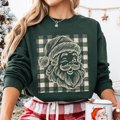 santa gingham screen print transfer