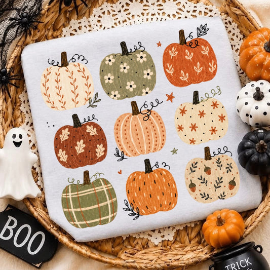 PRE-ORDER 5-7 BUSINESS DAY TAT whimsical pumpkin collage DTF