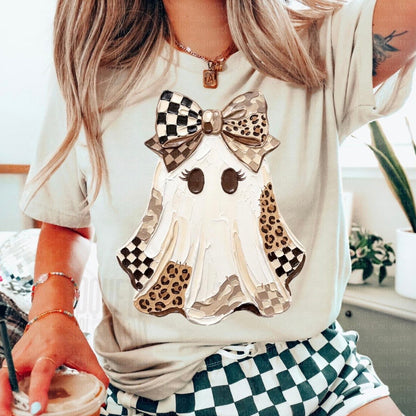 checker leopard ghost clear film screen print
