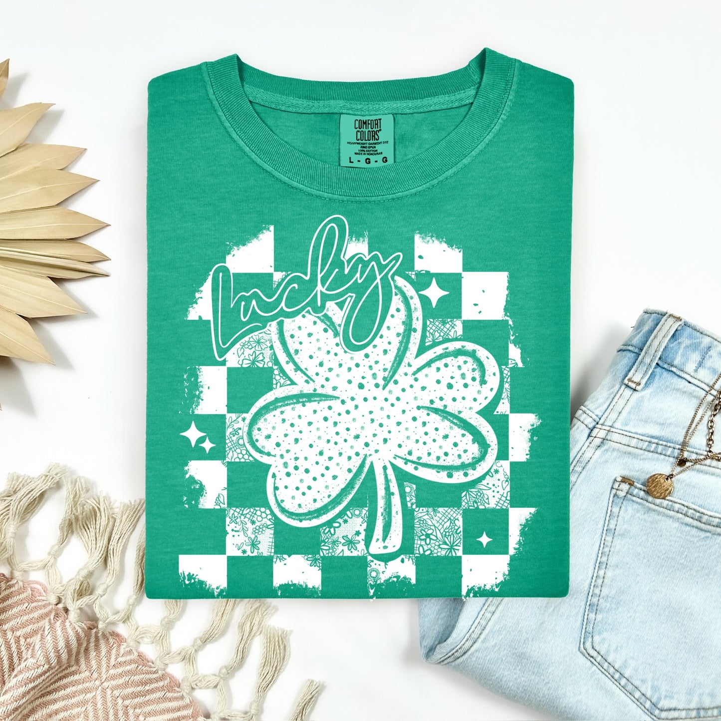 Lucky checker clover screen print transfer