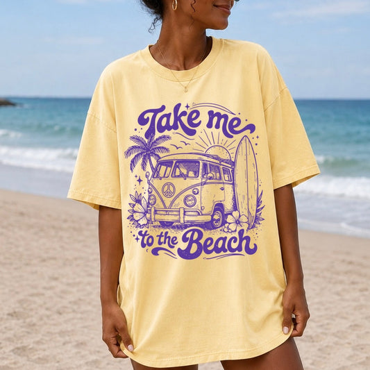 take me to the beach screen print transfer•