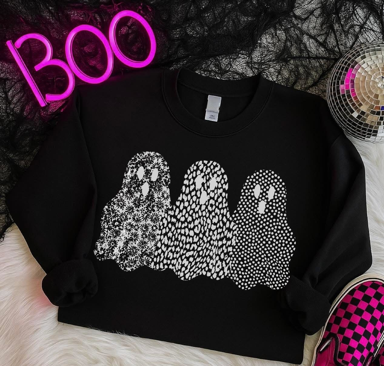 metallic silver ghost trio screen print transfer•