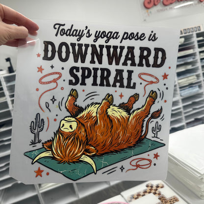 downward spiral clear film screen print