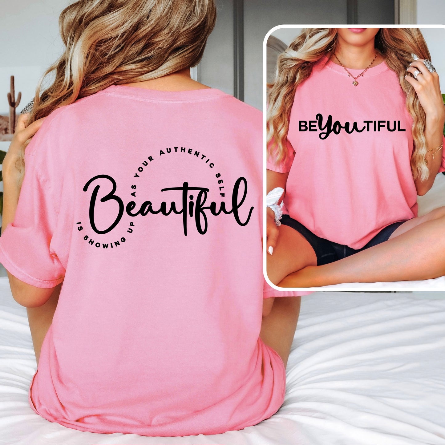 BeYOUtiful front + back screen print transfer