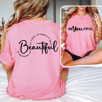 BeYOUtiful front + back screen print transfer