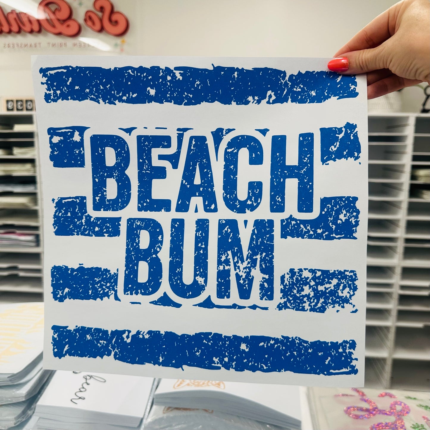 beach bum striped screen print transfer•