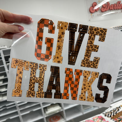 give thanks clear film screen print