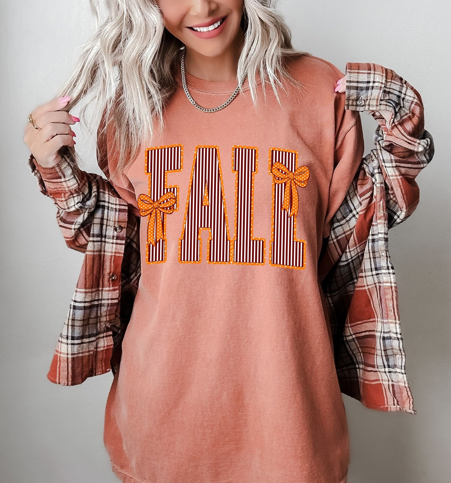 FALL orange & maroon stripe clear film screen print
