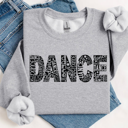 DANCE typography screen print transfer